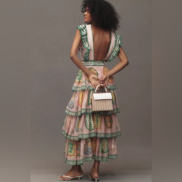 ALEMAIS PORCELAIN FRILL MIDI DRESS - Picture 12 of 12